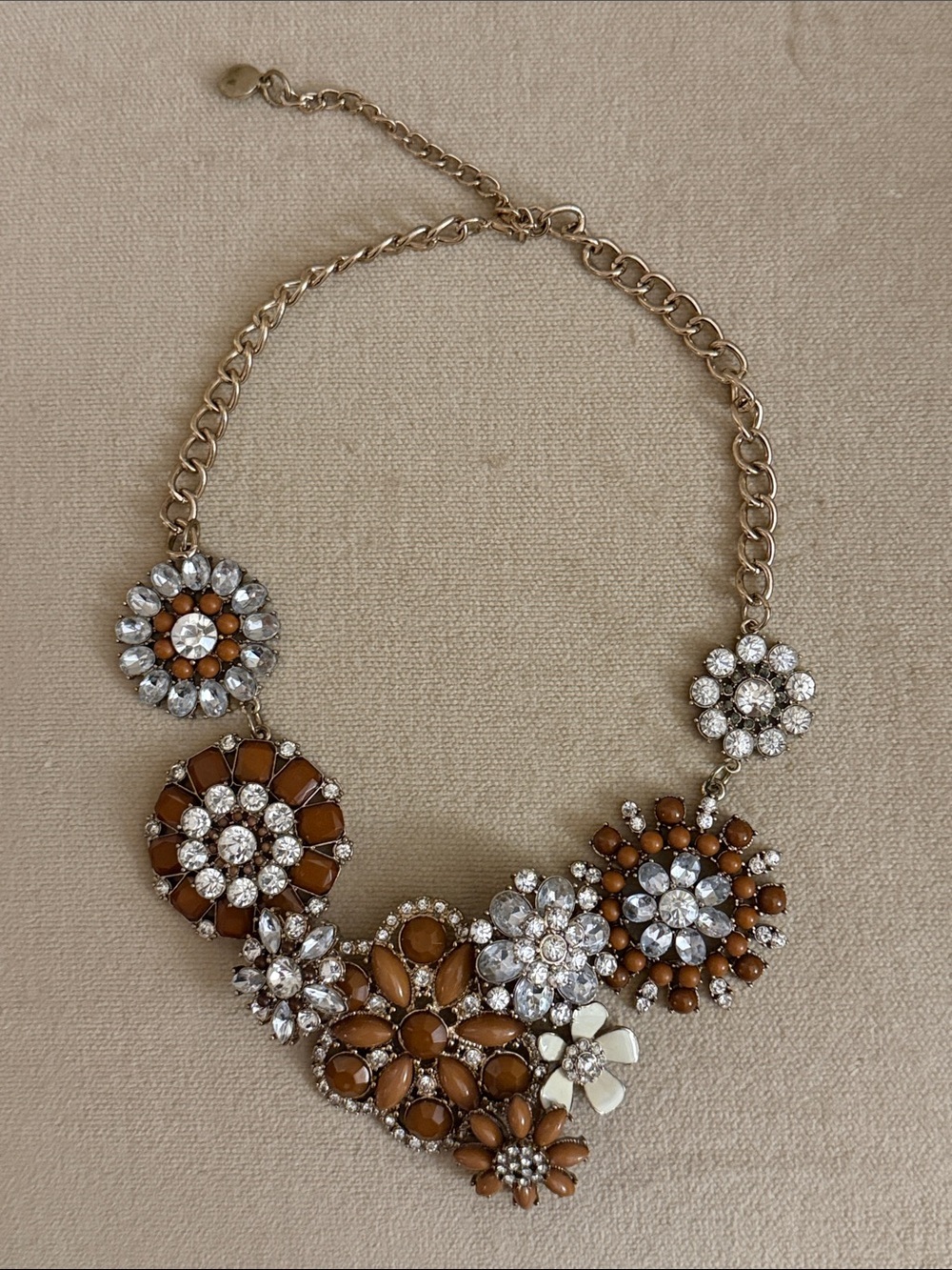 Gold-Tone Brown & Clear Crystal Floral Statement Necklace - Women Jewelry